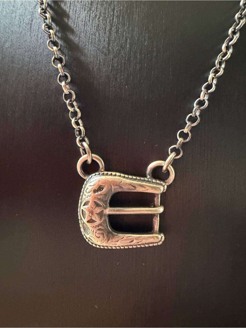 Sterling Silver Buckle Pendant Necklace -Jewelry